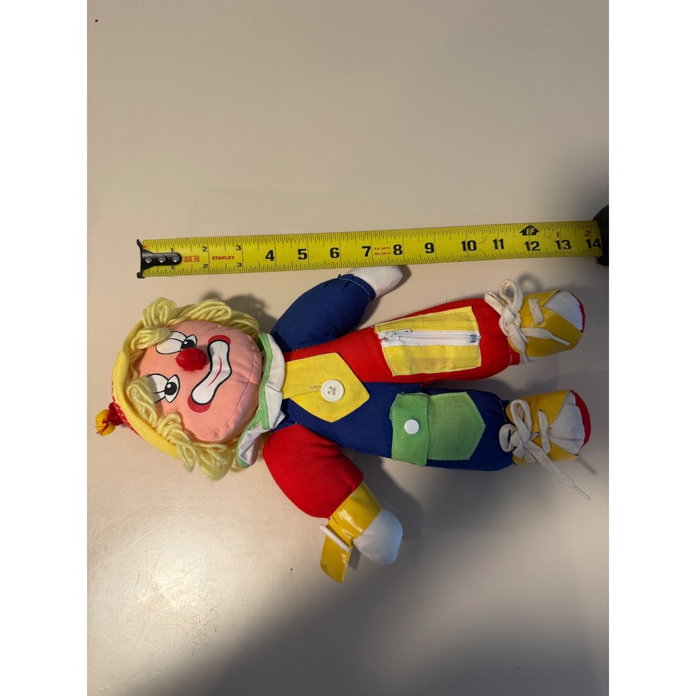 Vintage Plush Clown Activity Doll Kids Learn to Dress Sensory Toy 13 Inch - Picture 3 of 3